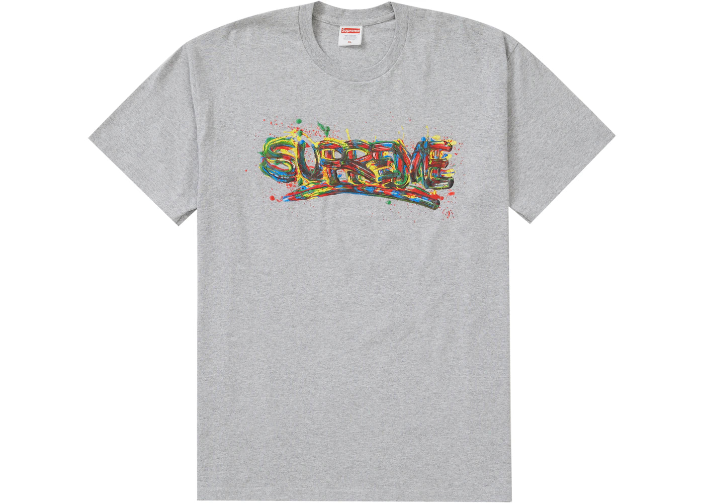 Supreme Paint Logo Tee Heather Grey
