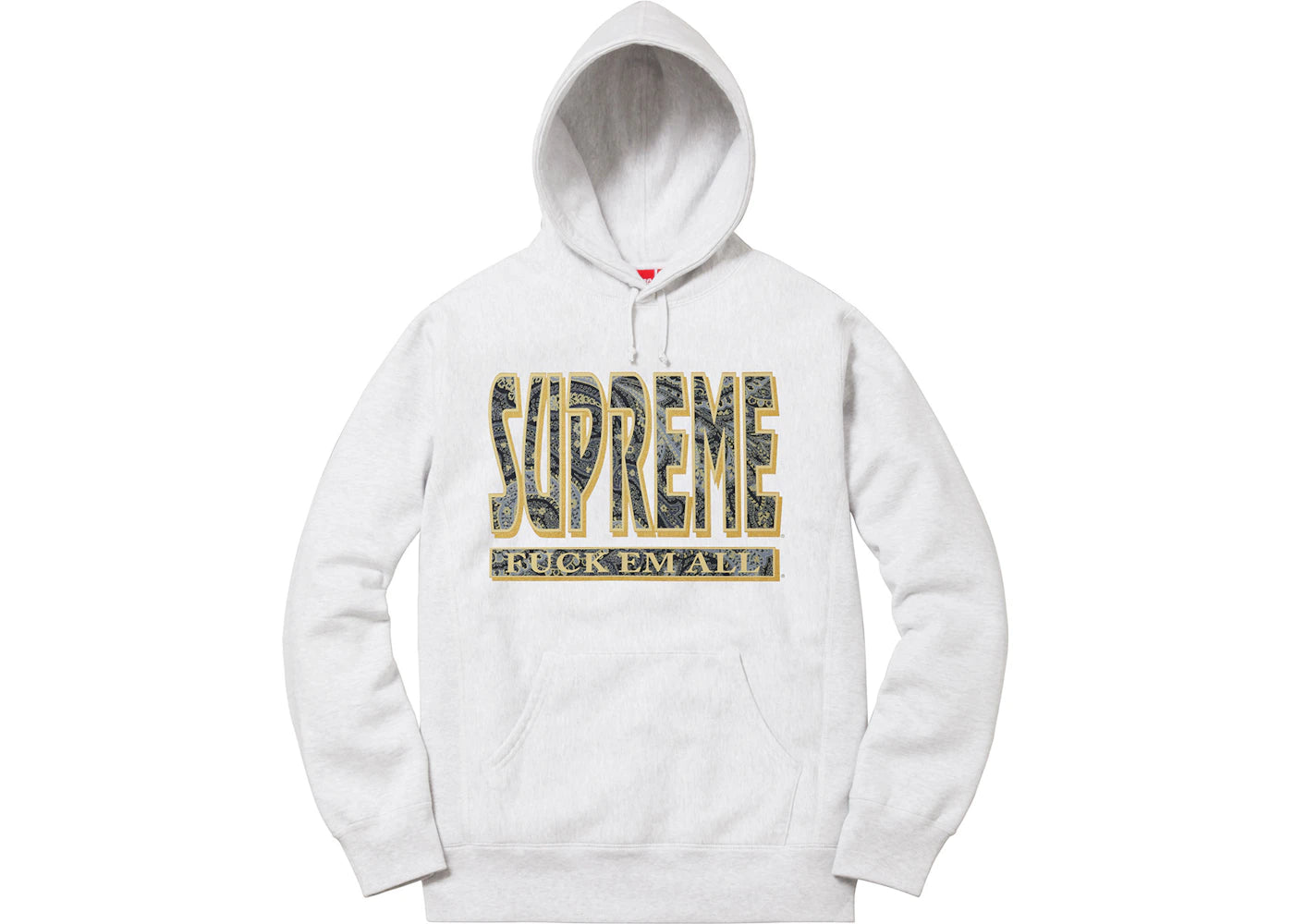 Supreme Paisley Fuck Em All Hoodie Ash Grey