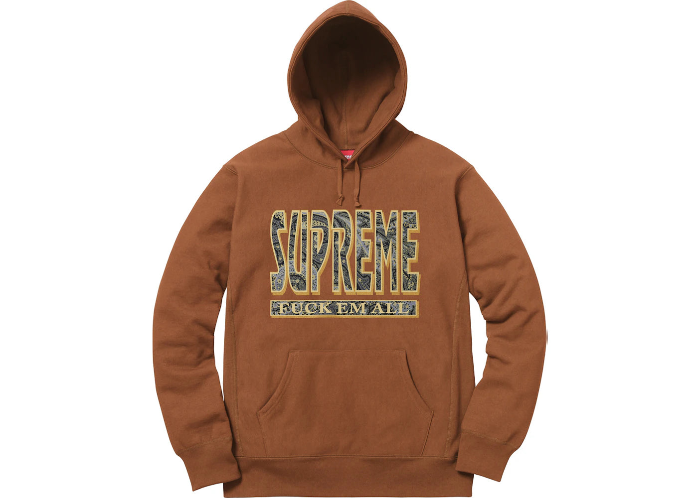 Supreme Paisley Fuck Em All Hoodie Rust