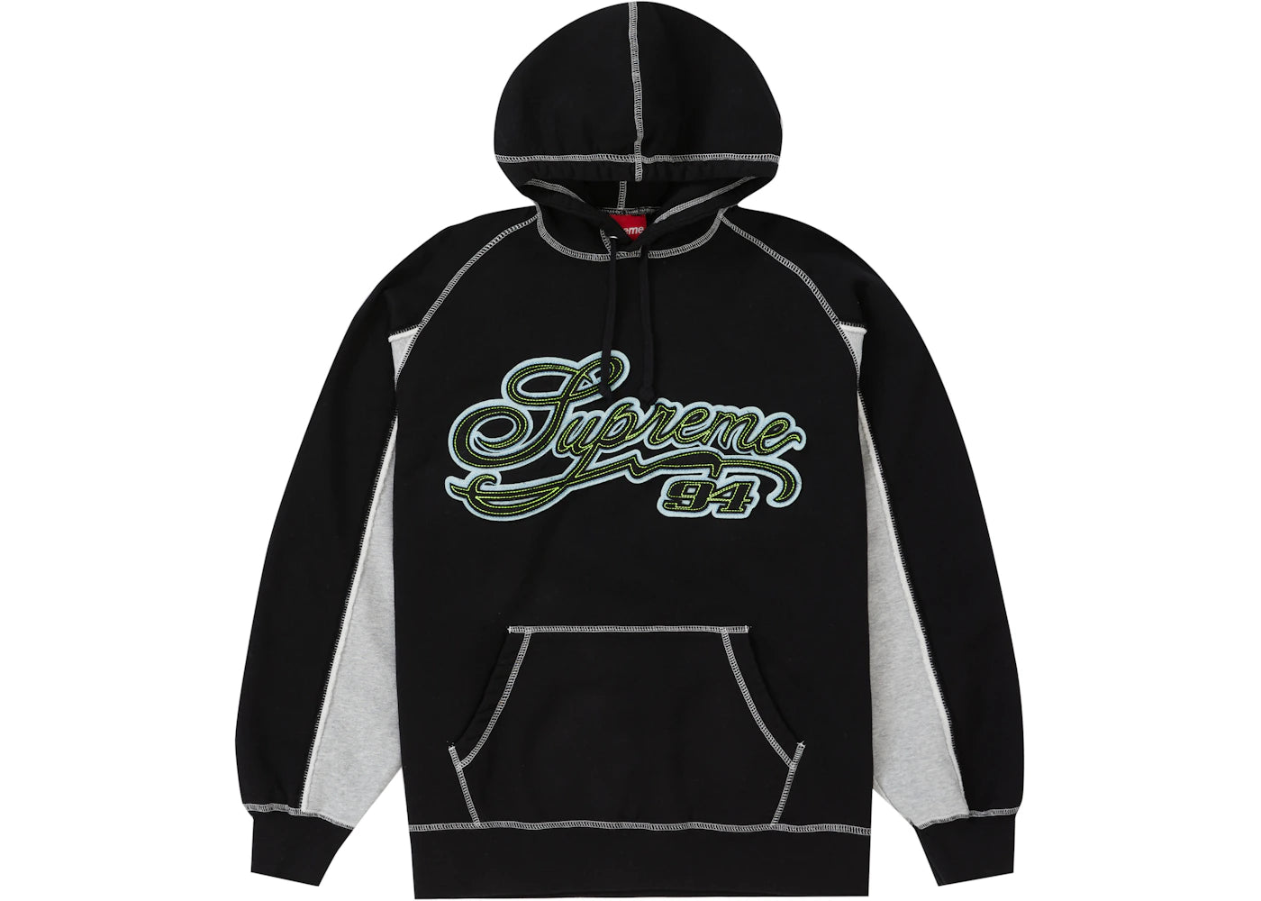 Supreme Paneled Script Hooded Sweatshirt Black