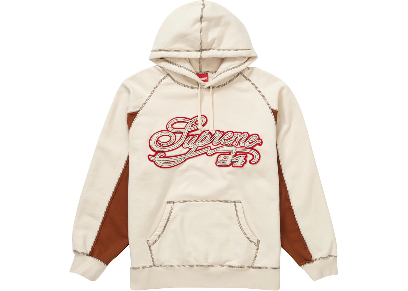 Supreme Paneled Script Hooded Sweatshirt Natural