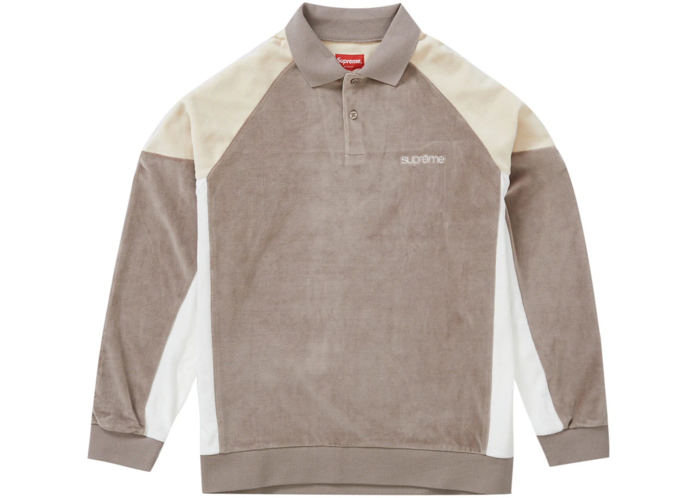 Supreme Paneled Velour L/S Polo Light Brown