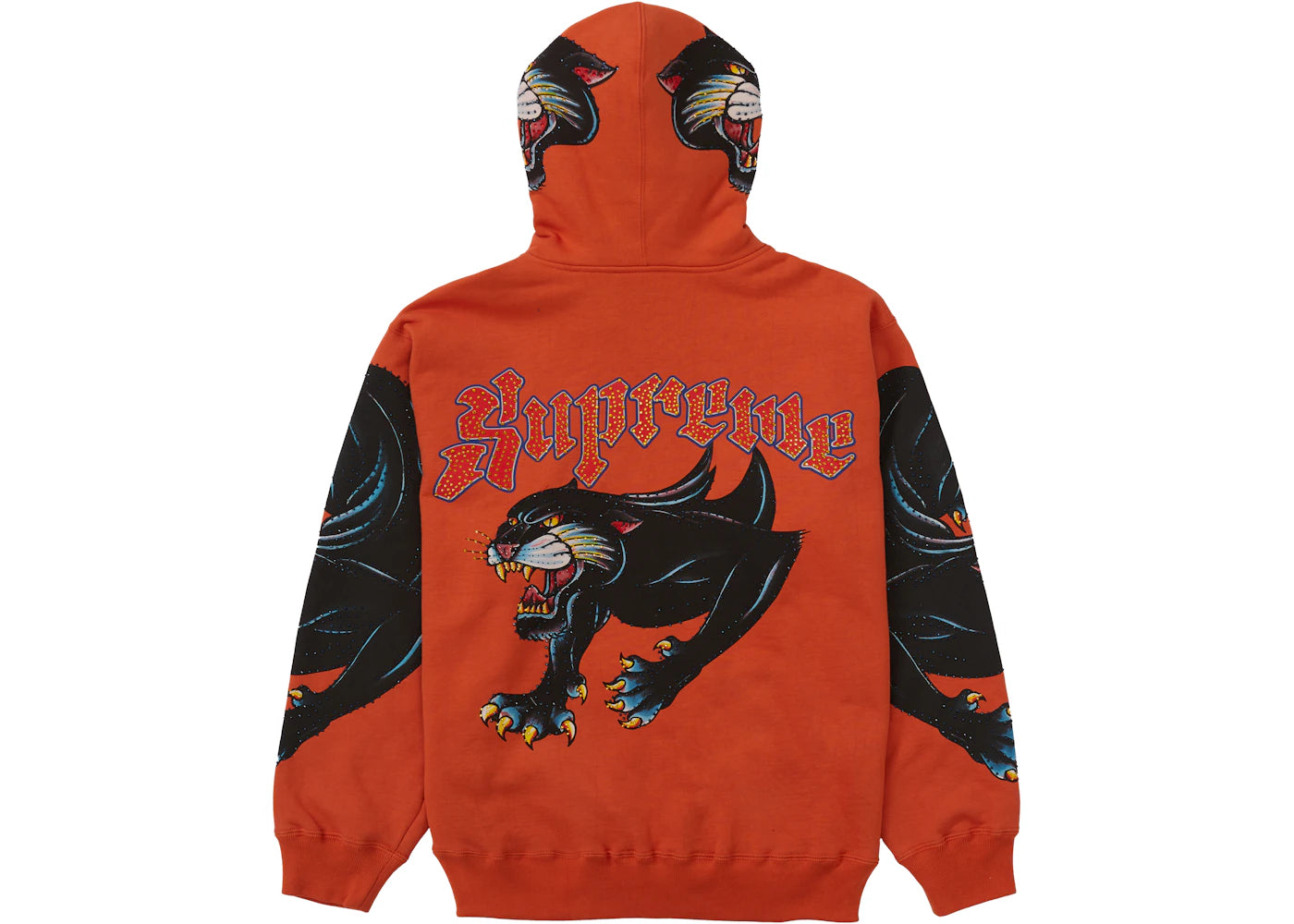 Supreme Panther Zip Up Hooded Sweatshirt Burnt Orange