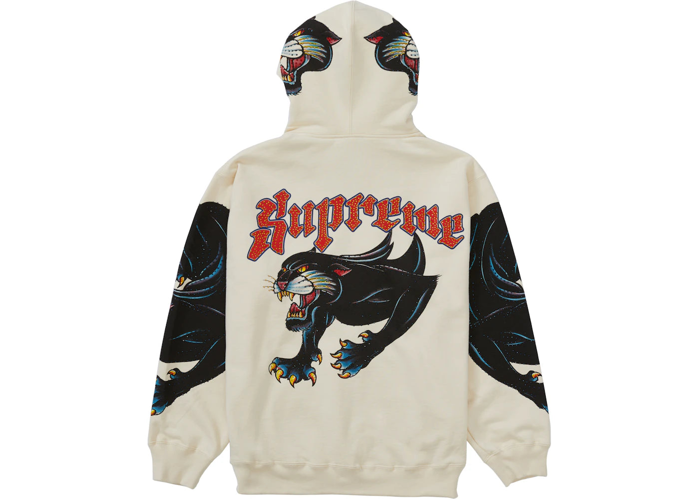 Supreme Panther Zip Up Hooded Sweatshirt Natural