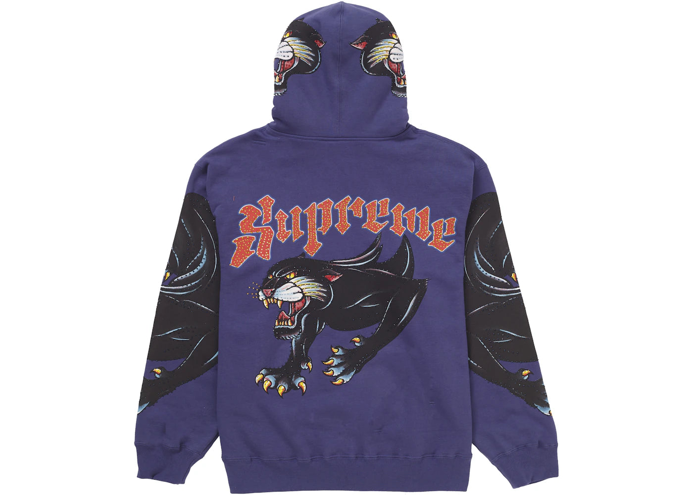 Supreme Panther Zip Up Hooded Sweatshirt Washed Navy