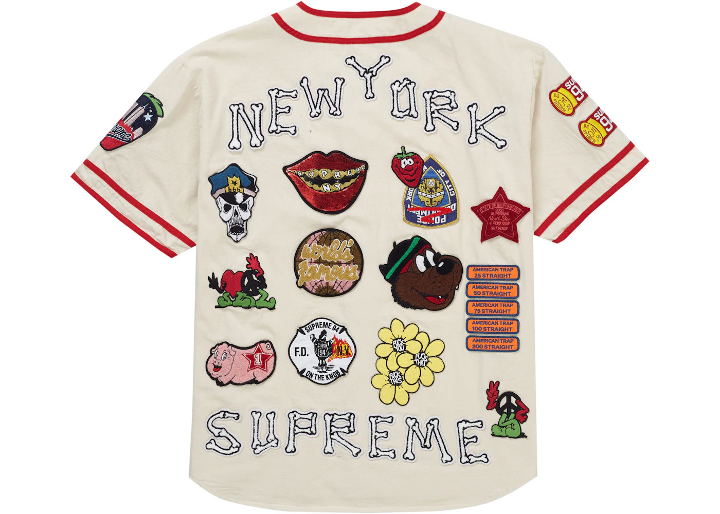 Supreme Patches Denim Baseball Jersey Natural