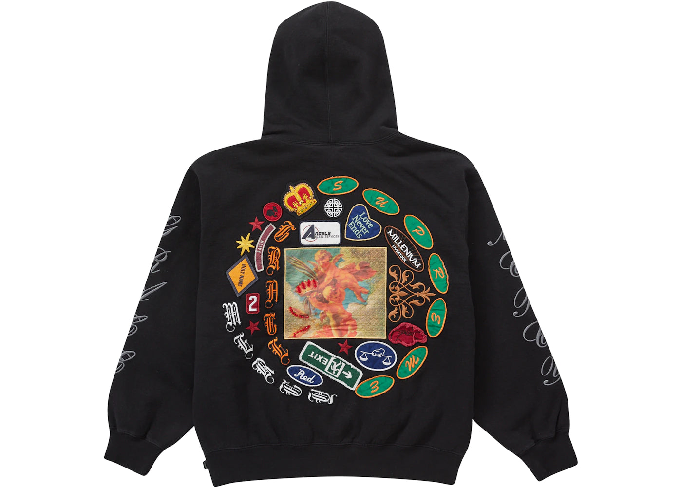 Supreme Patches Spiral Hooded Sweatshirt Black