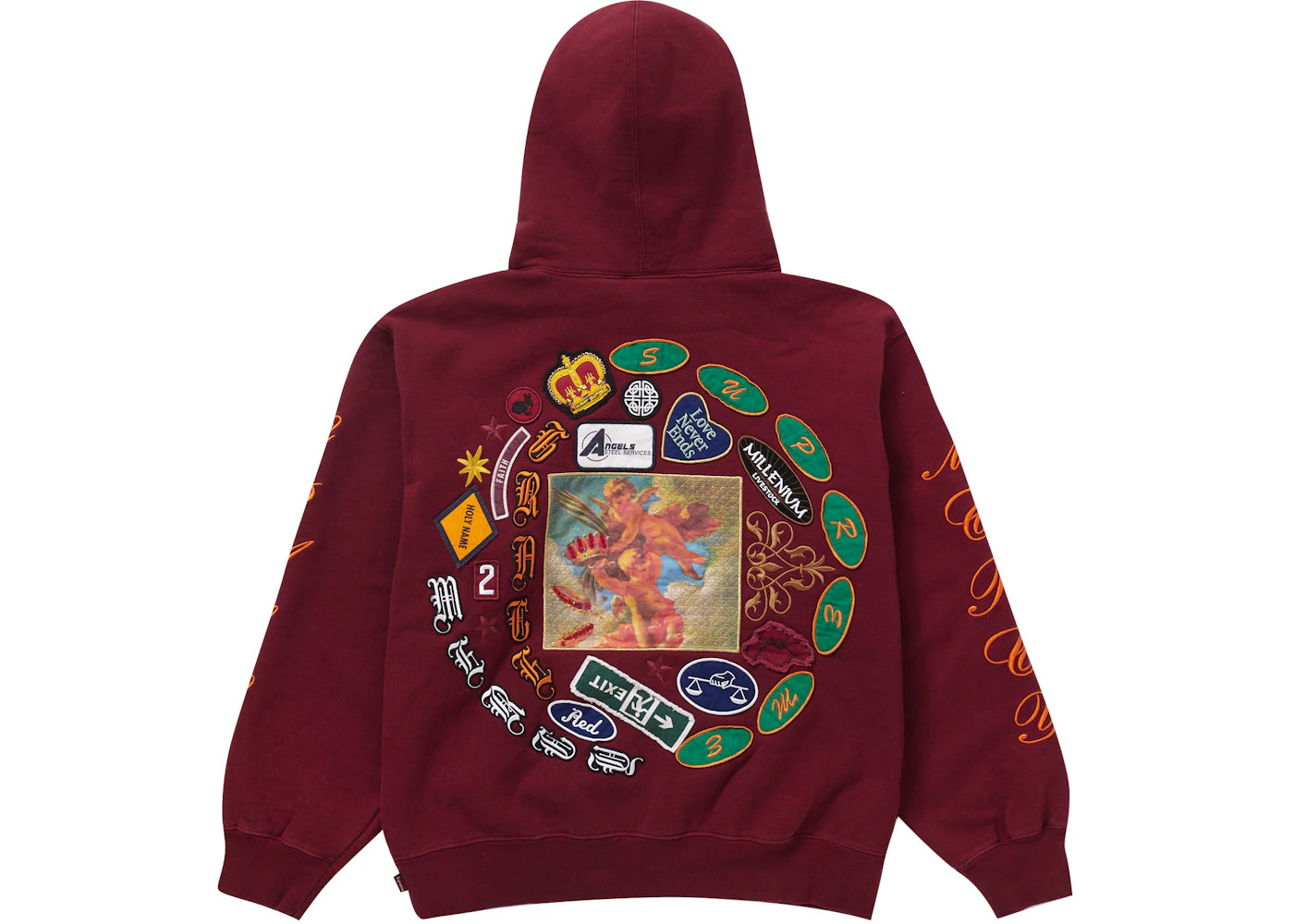 Supreme Patches Spiral Hooded Sweatshirt Cardinal