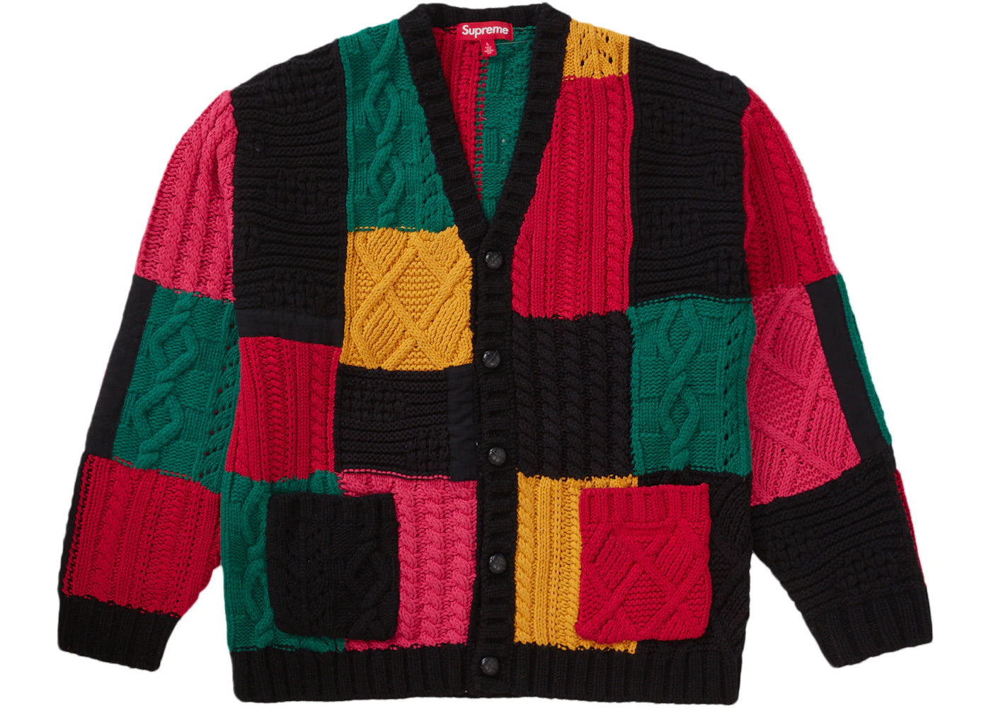 Supreme Patchwork Cable Knit Cardigan Black