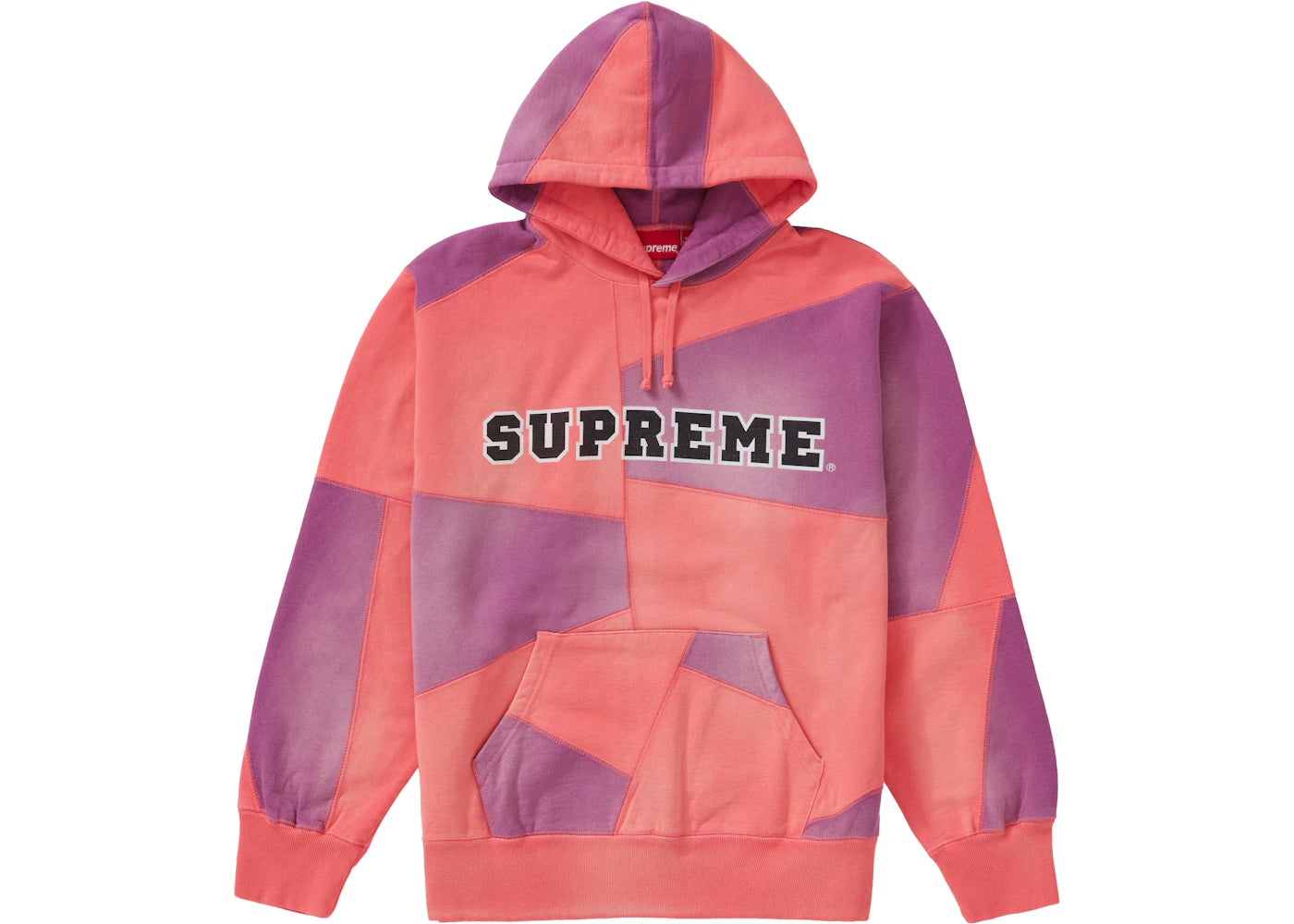 Supreme Patchwork Hooded Sweatshirt Bright Coral