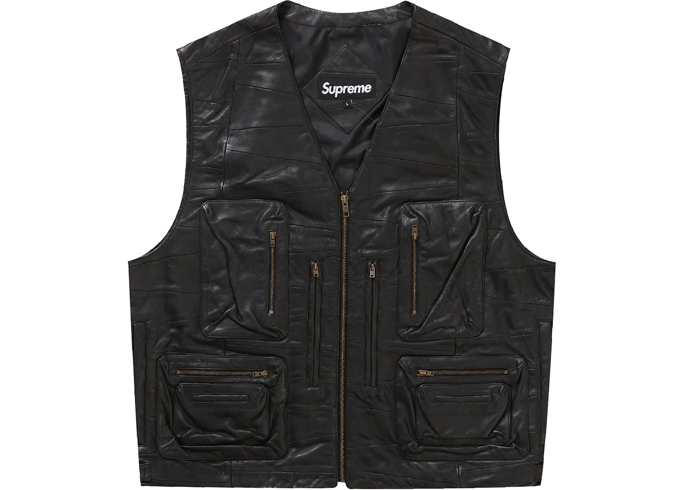 Supreme Patchwork Leather Cargo Vest Black