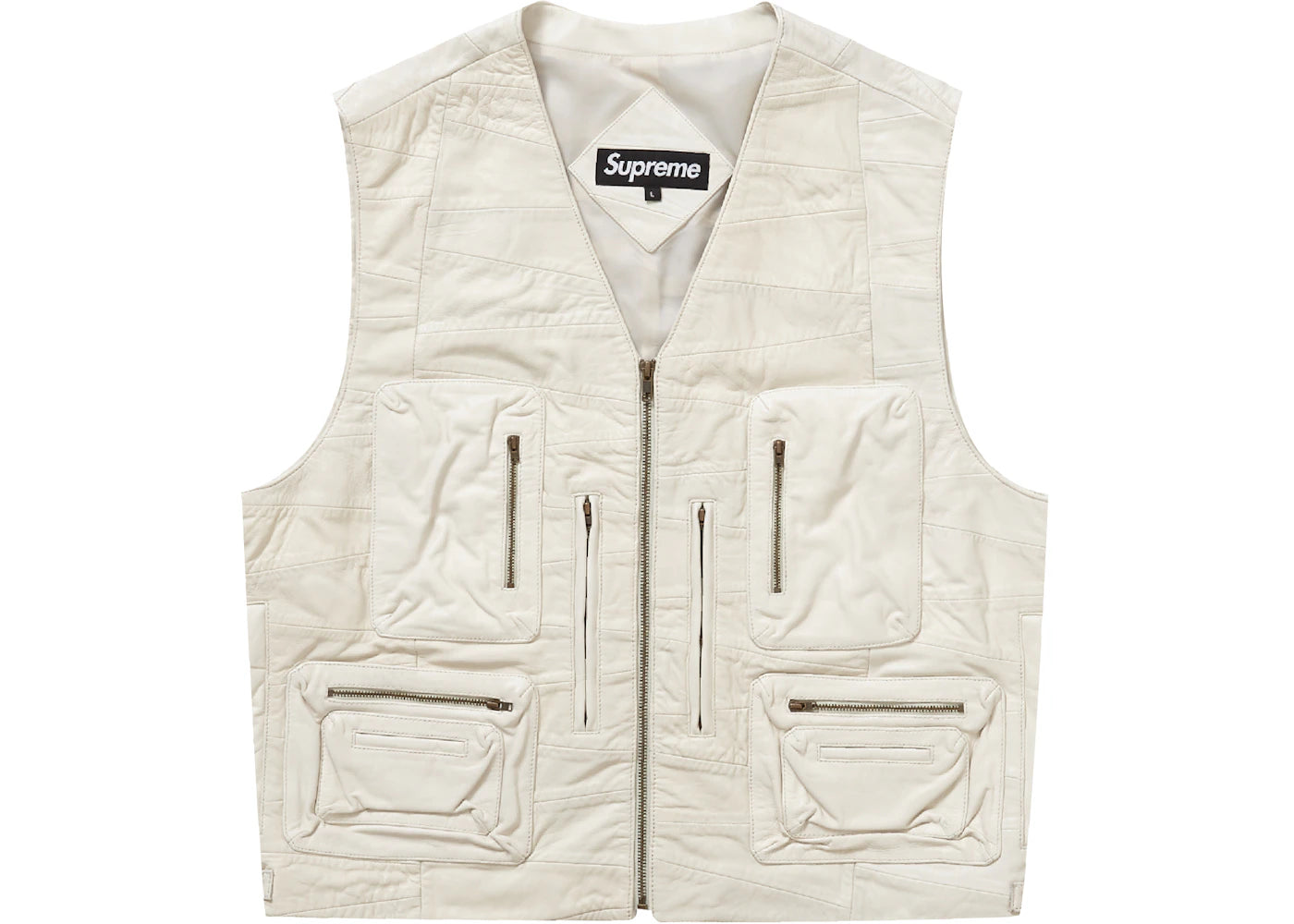 Supreme Patchwork Leather Cargo Vest White