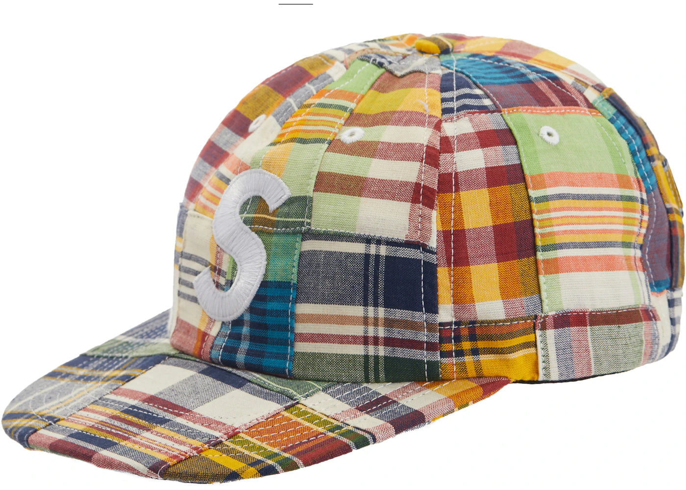 Supreme Patchwork Madras S Logo 6-Panel Navy Plaid