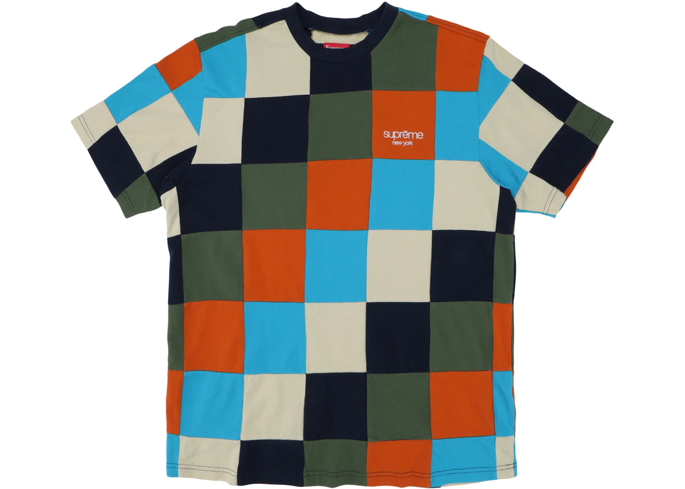 Supreme Patchwork Pique Tee Navy/Teal/Orange