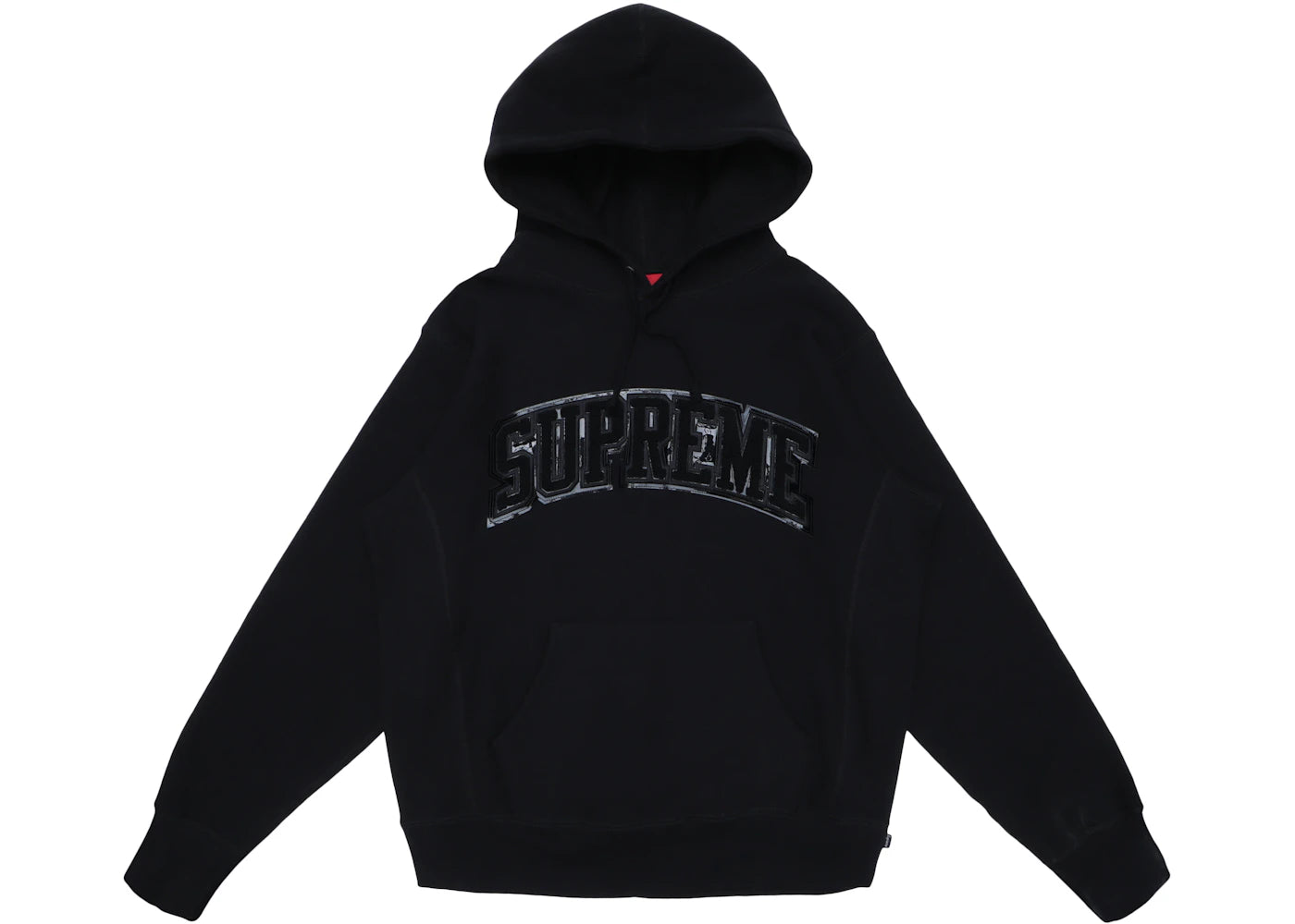 Supreme Patent/Chenille Arc Logo Hooded Sweatshirt Black
