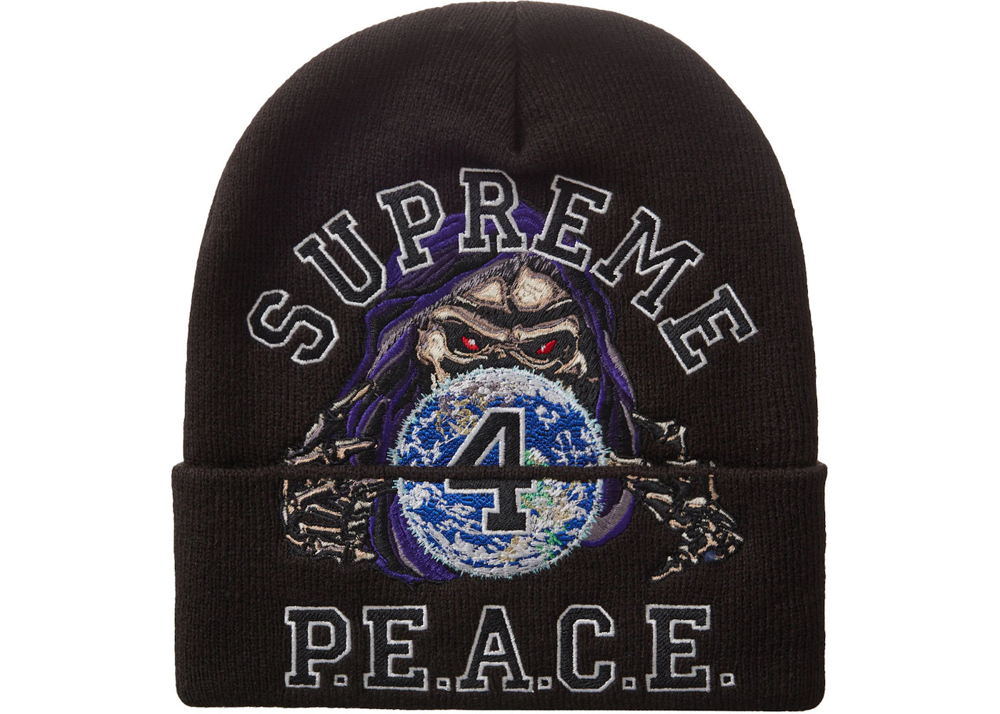 Supreme Peace Embroidered Beanie Black