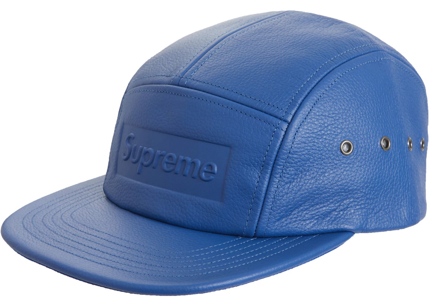 Supreme Pebbled Leather Camp Cap Blue