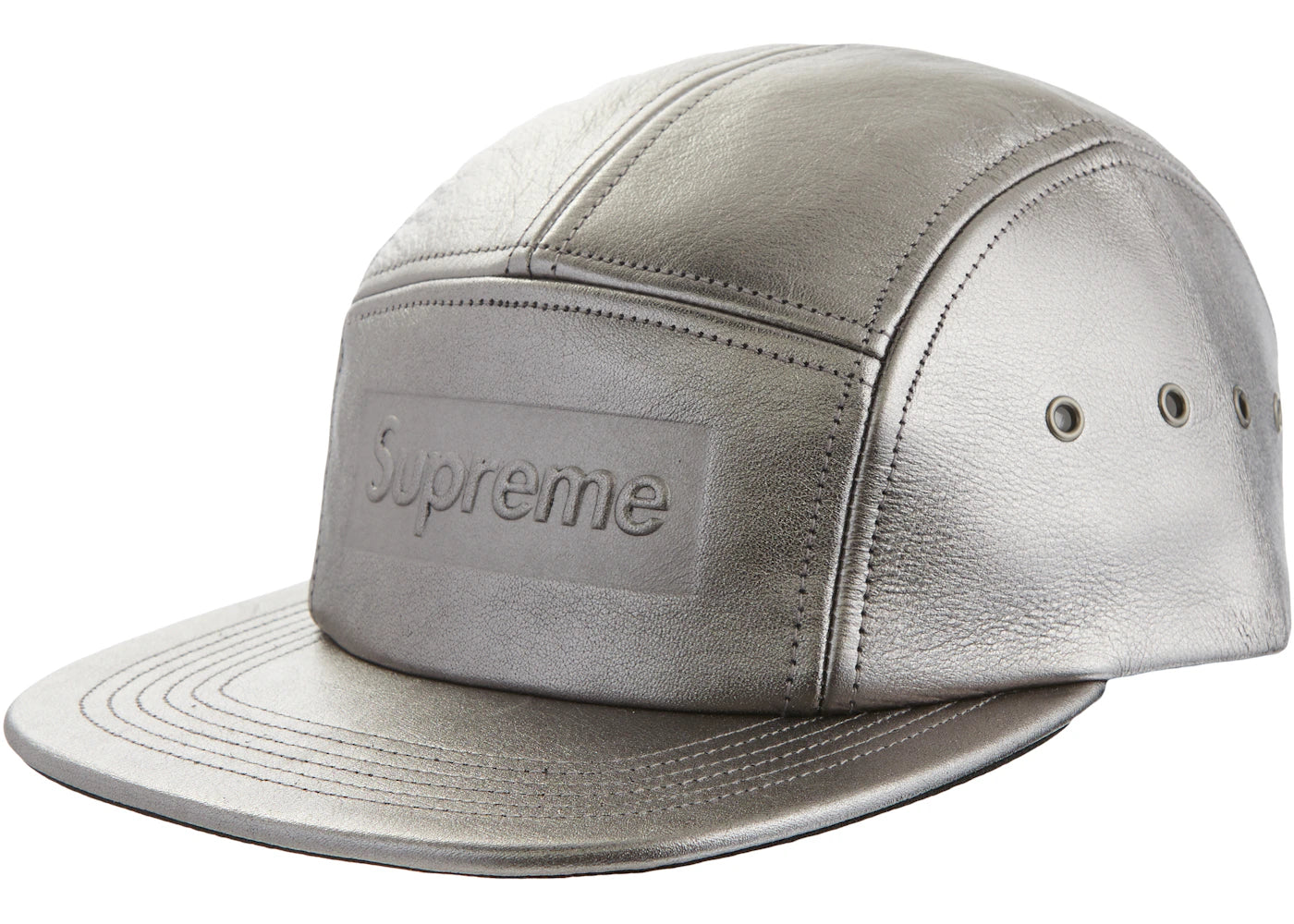 Supreme Pebbled Leather Camp Cap Gunmetal