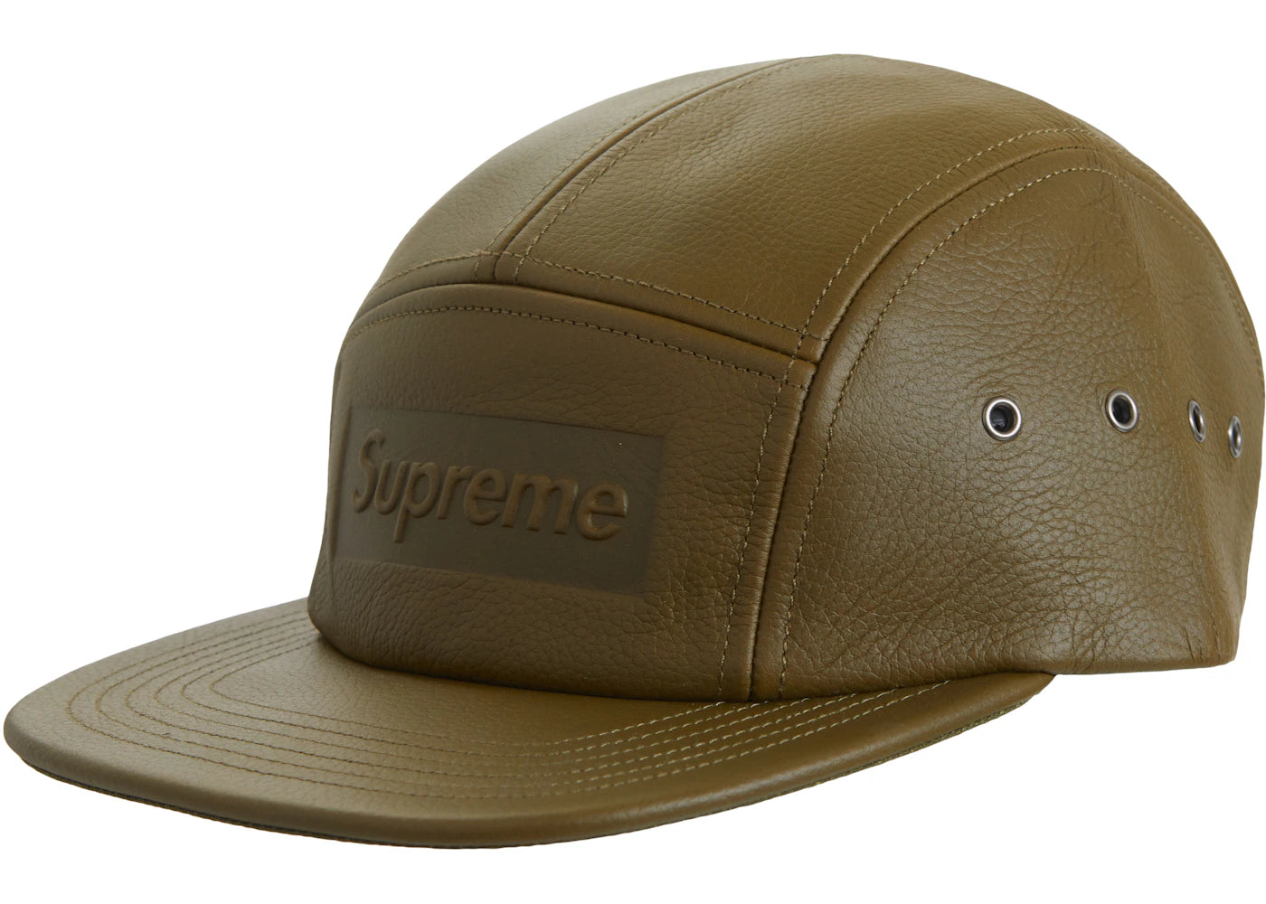 Supreme Pebbled Leather Camp Cap Olive