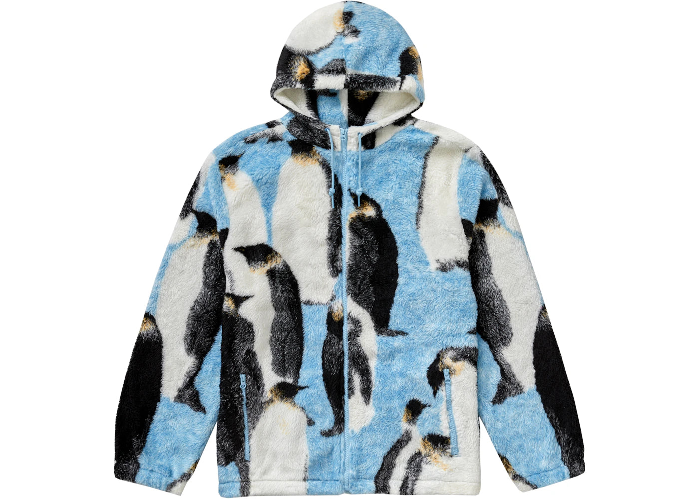 Supreme Penguins Hooded Fleece Jacket Blue