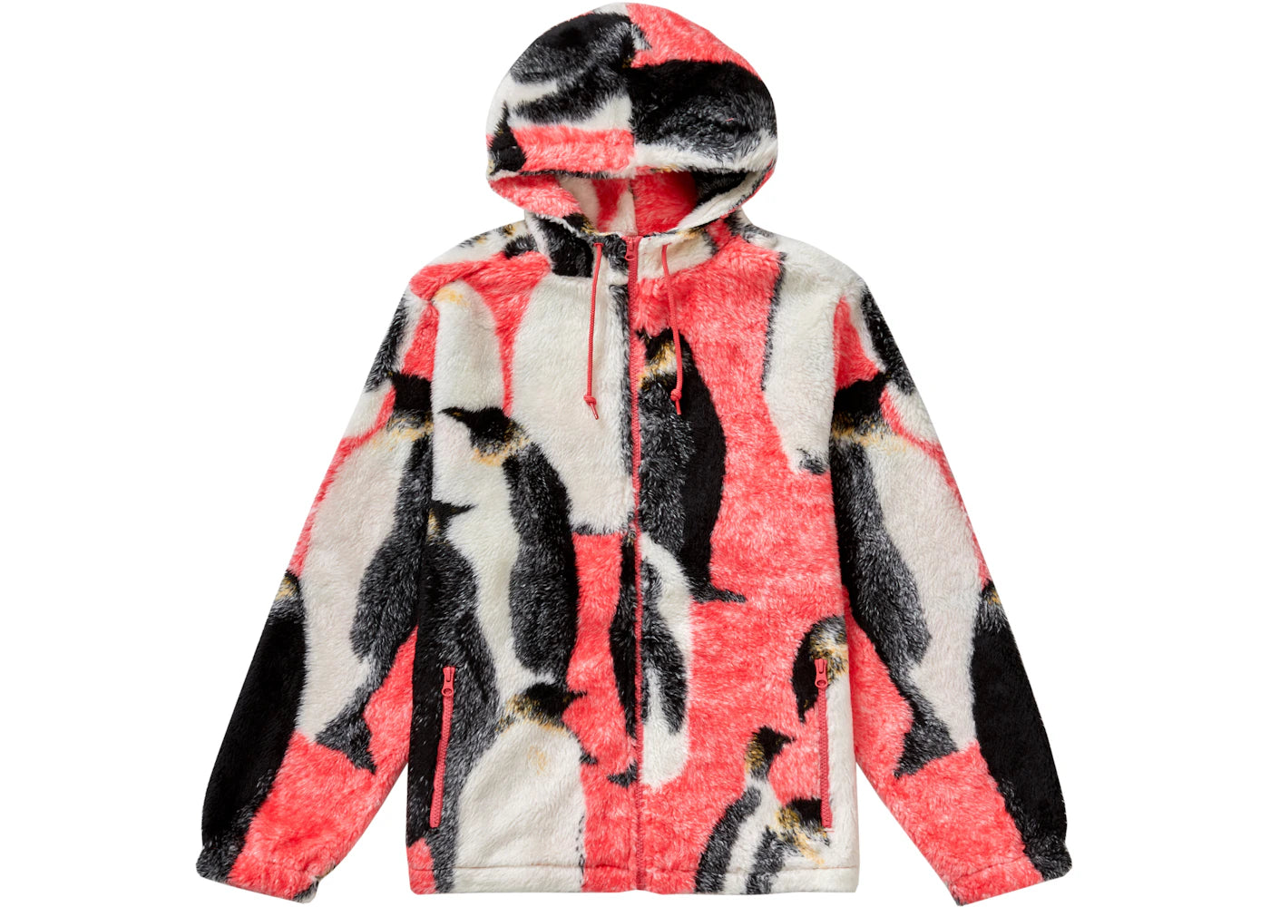 Supreme Penguins Hooded Fleece Jacket Pink