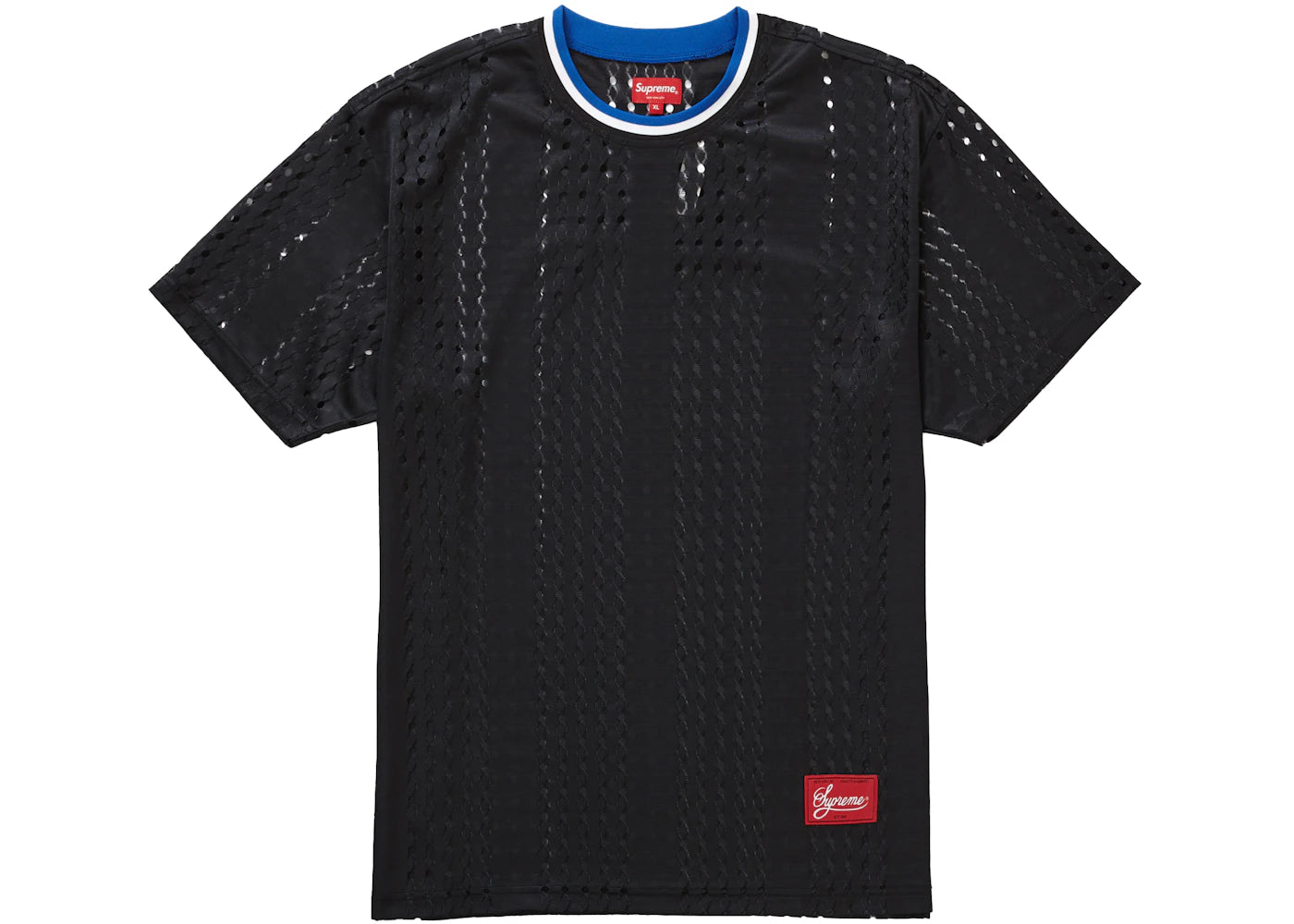 Supreme Perforated Stripe Warm Up Top Black