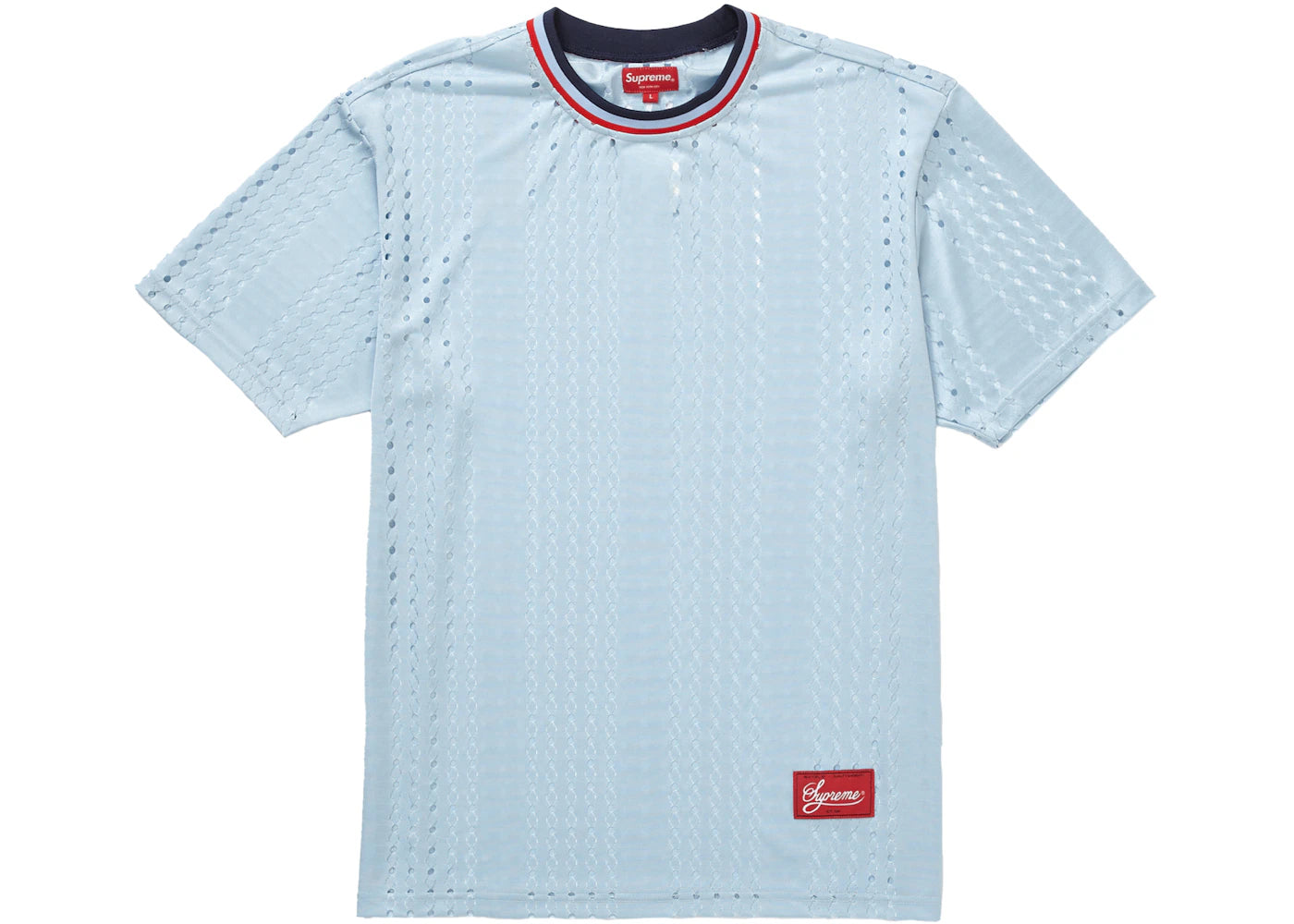 Supreme Perforated Stripe Warm Up Top Light Blue