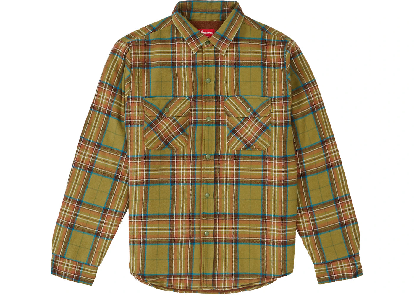 Supreme Pile Lined Plaid Flannel Shirt Olive