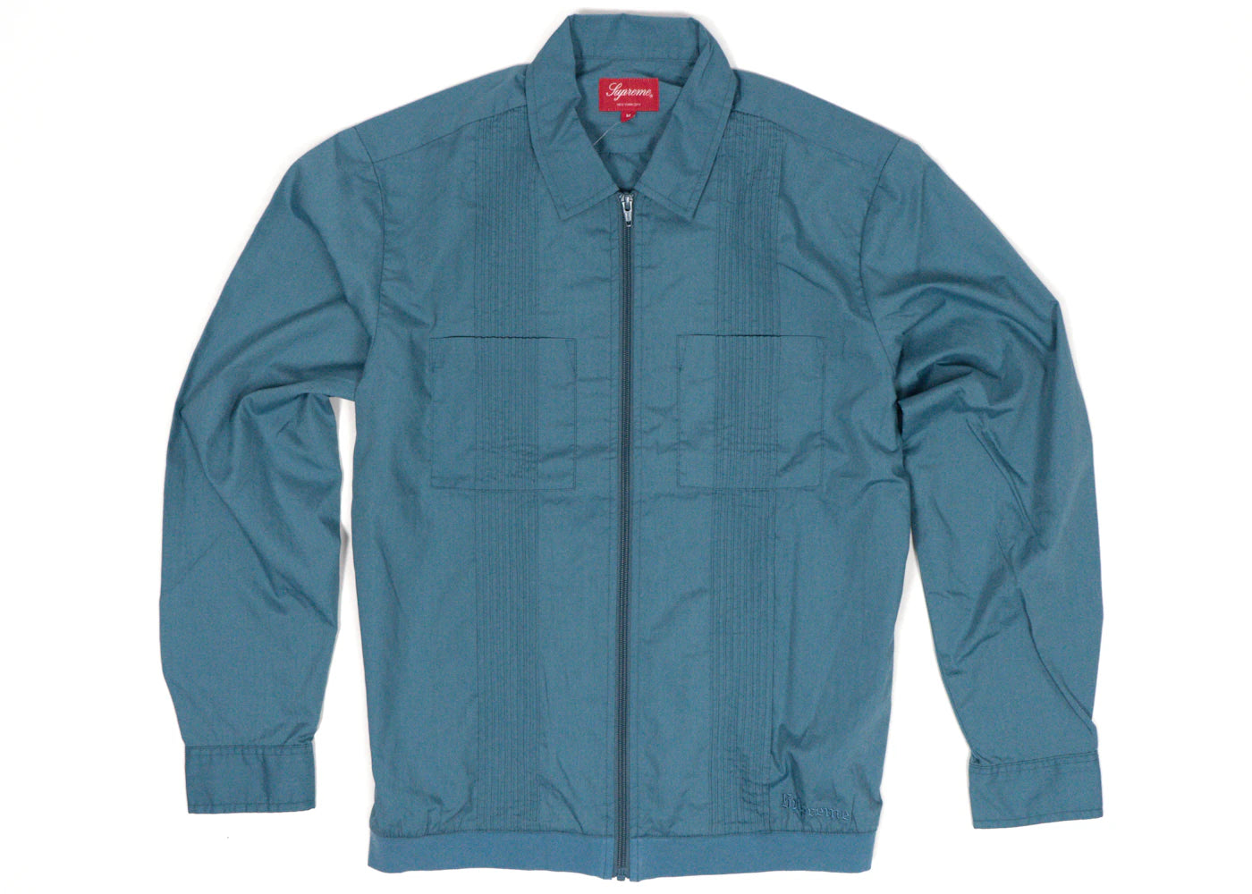 Supreme Pin Tuck Zip Up Shirt Light Blue