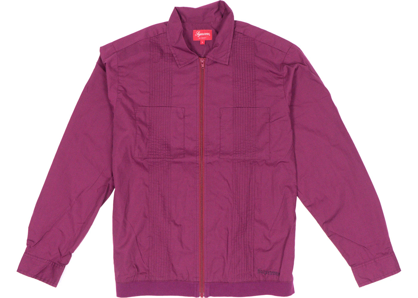 Supreme Pin Tuck Zip Up Shirt Plum