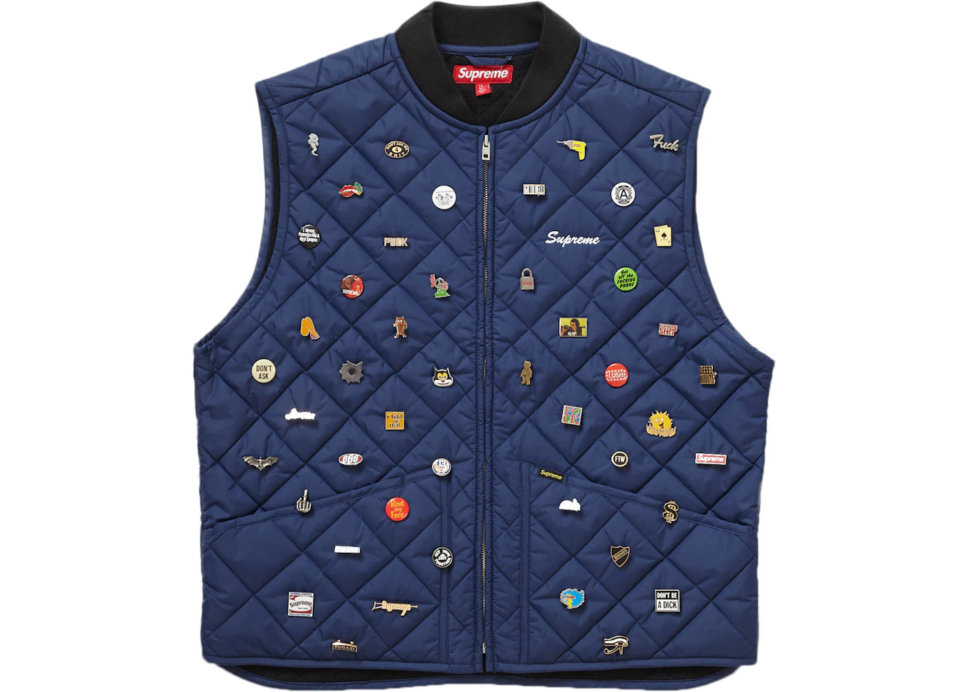 Supreme Pins Quilted Work Vest Navy