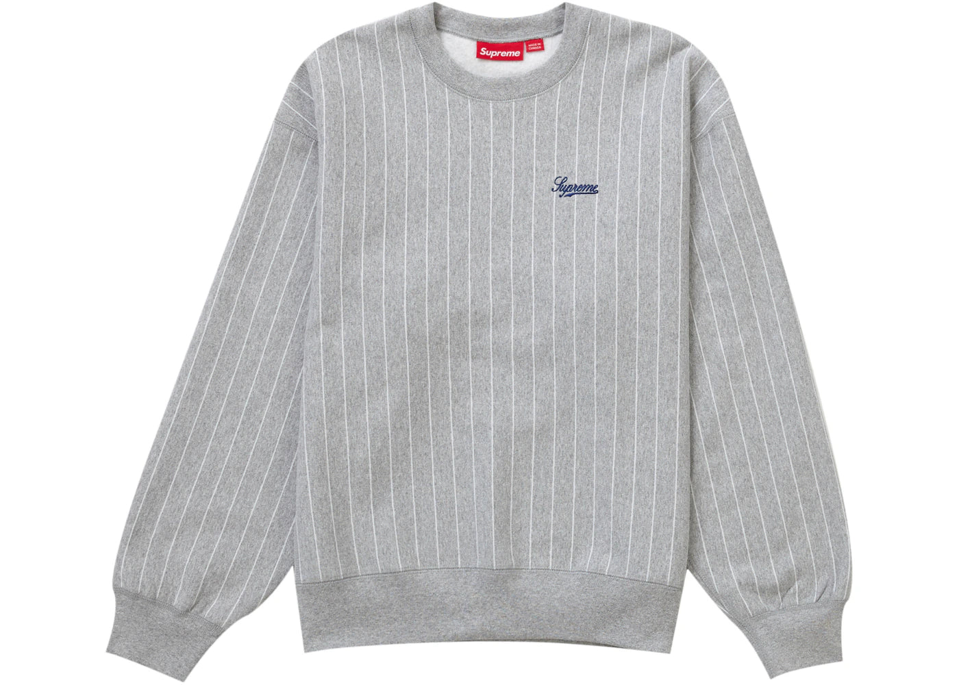 Supreme Pinstripe Crewneck Heather Grey