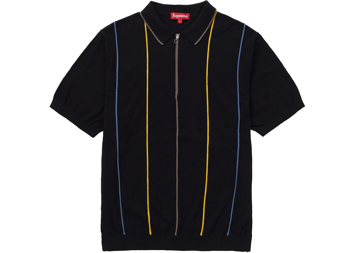 Supreme Pinstripe Half Zip Polo Black