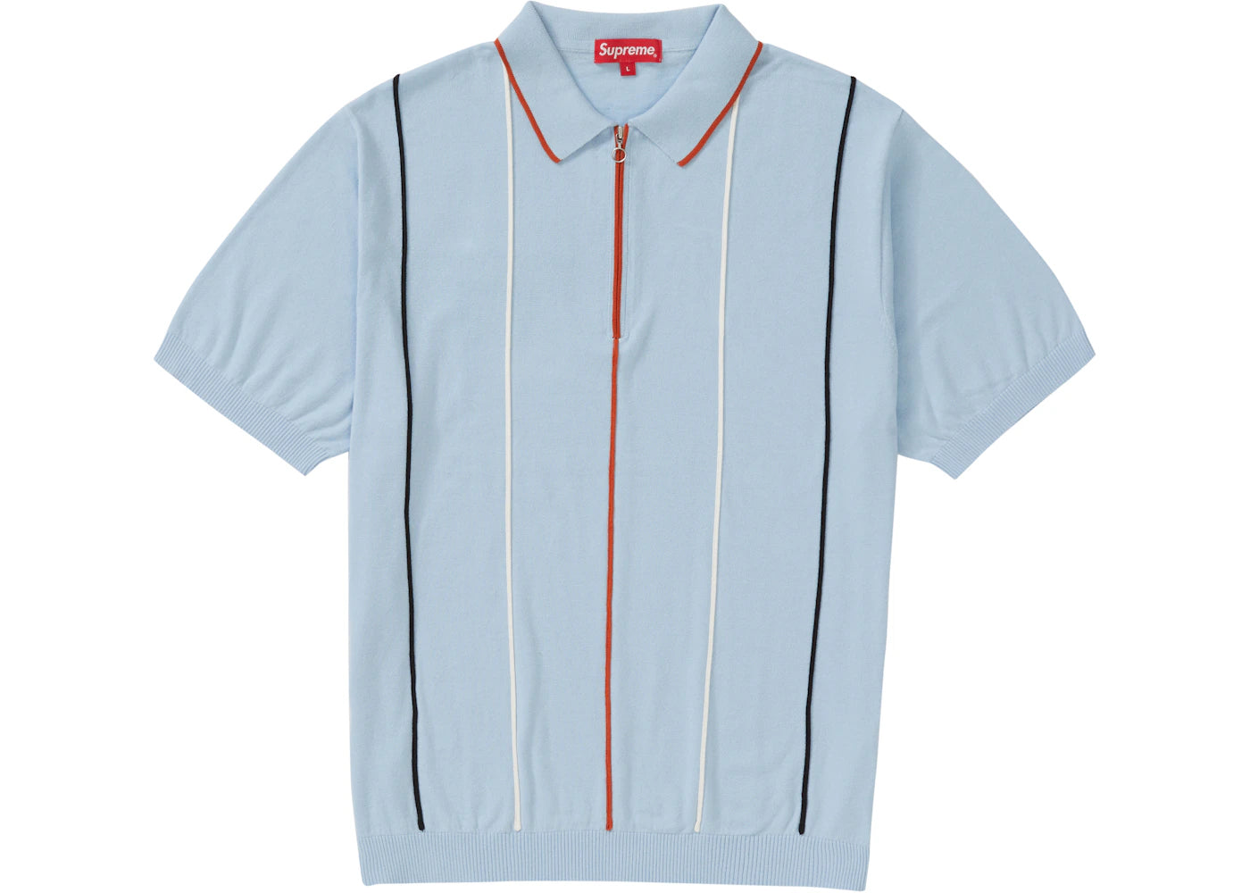 Supreme Pinstripe Half Zip Polo Light Blue