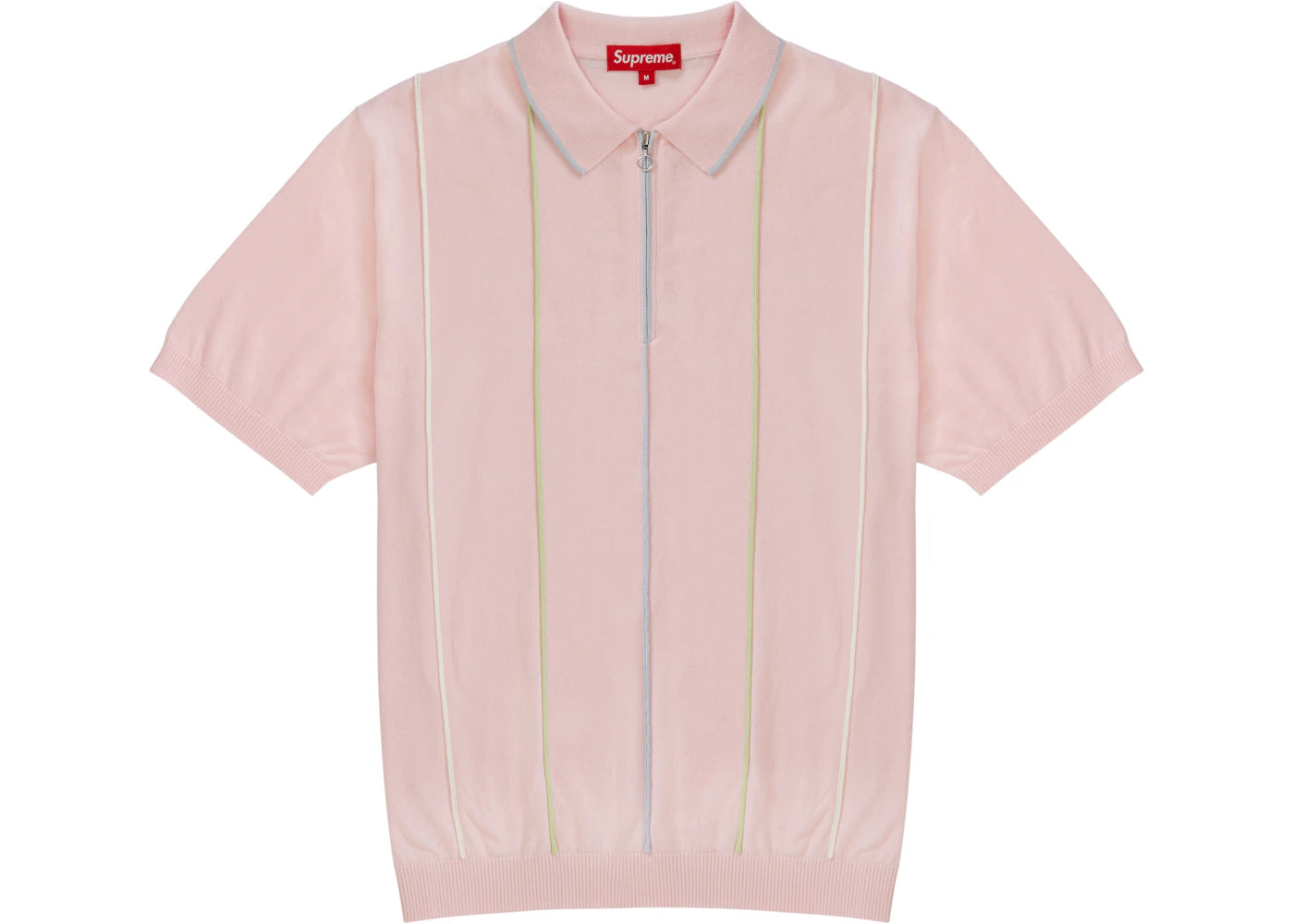 Supreme Pinstripe Half Zip Polo Pale Pink