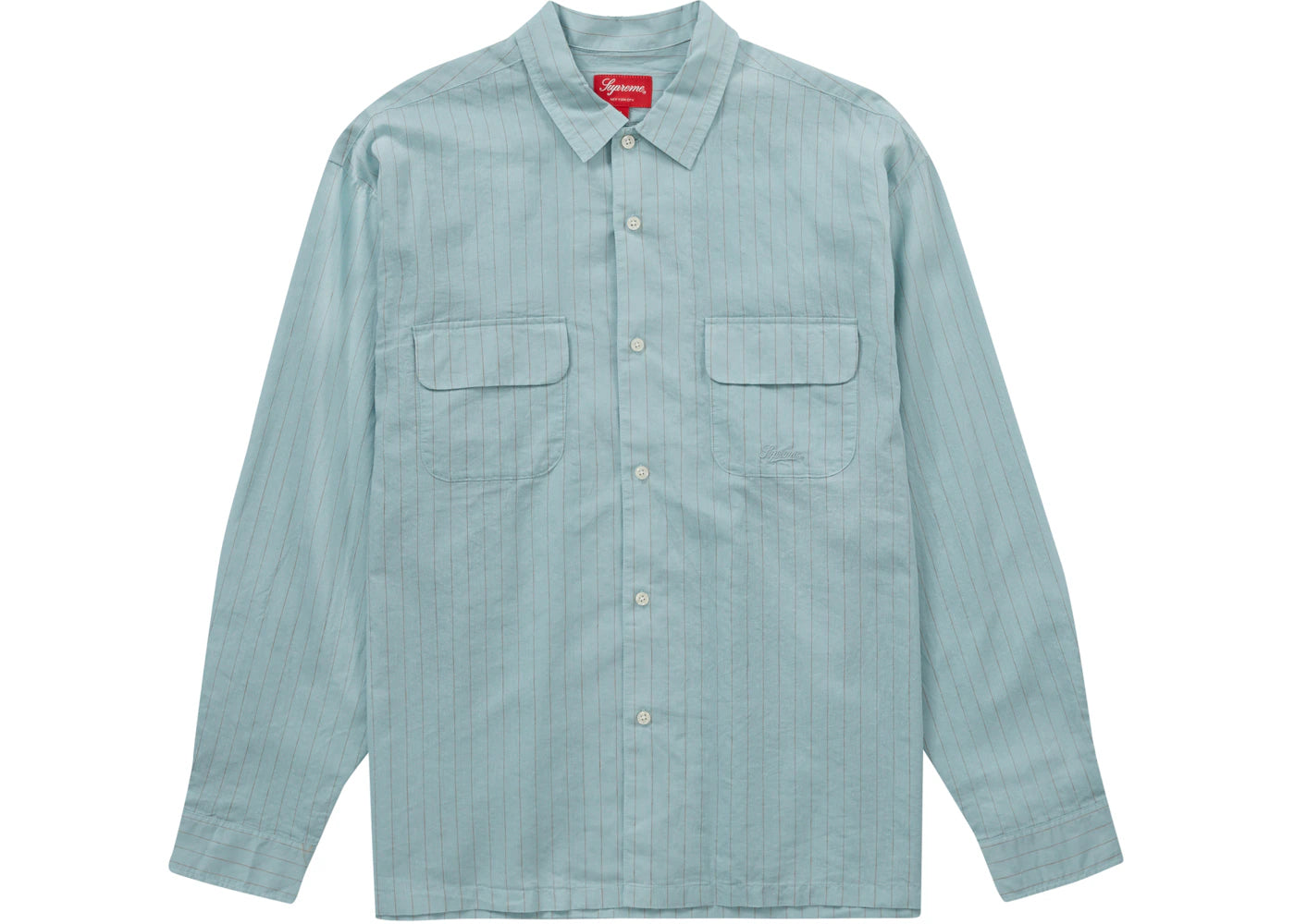 Supreme Pinstripe Linen Shirt Light Blue