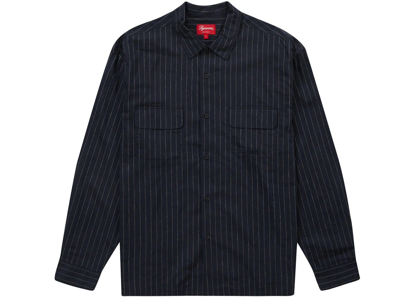 Supreme Pinstripe Linen Shirt Navy