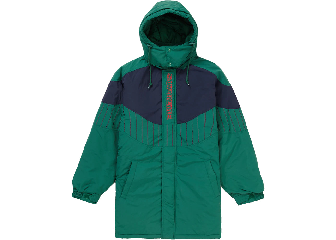 Supreme Pinstripe Panel Sports Parka Green