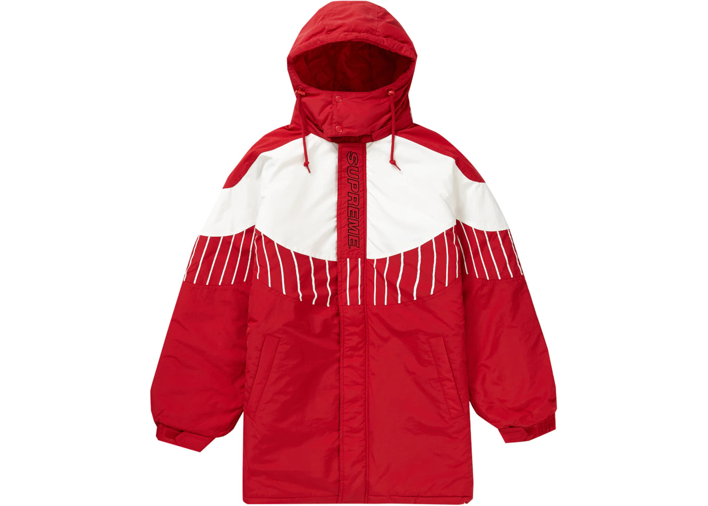 Supreme Pinstripe Panel Sports Parka Red