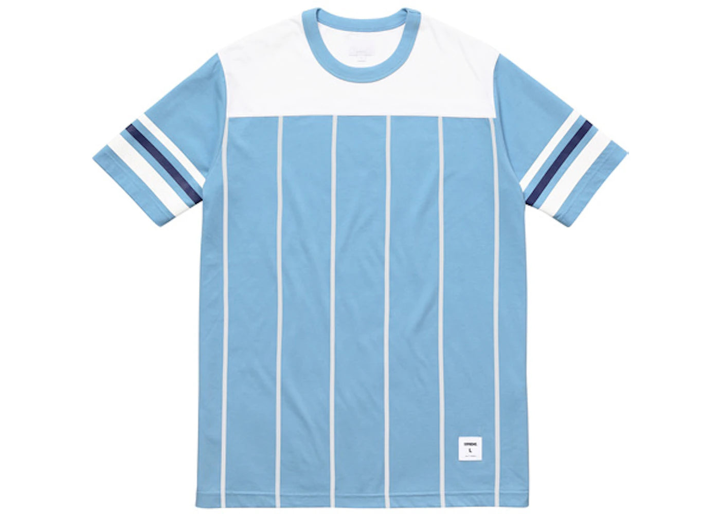 Supreme Pinstripe SS Football Top Light Blue