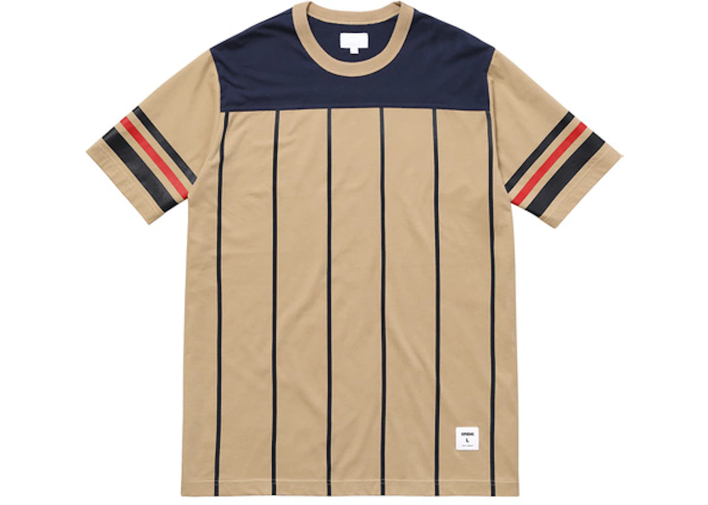Supreme Pinstripe SS Football Top Tan