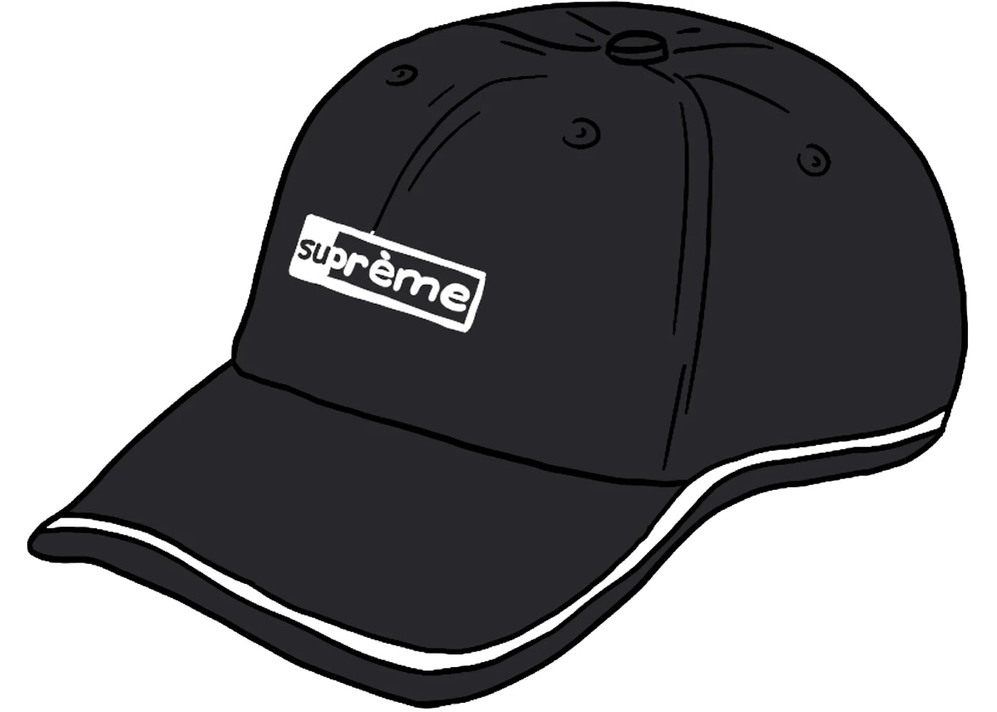 Supreme Piping 6-Panel Black