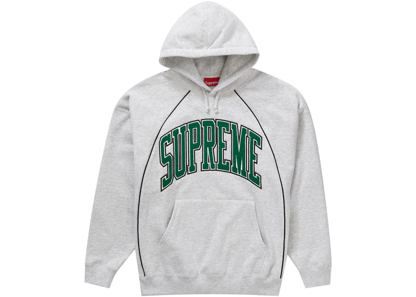 Supreme Boxy Piping Arc Hooded Sweatshirt Ash Grey