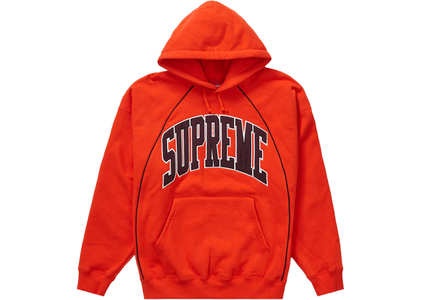 Supreme Boxy Piping Arc Hooded Sweatshirt Bright Orange