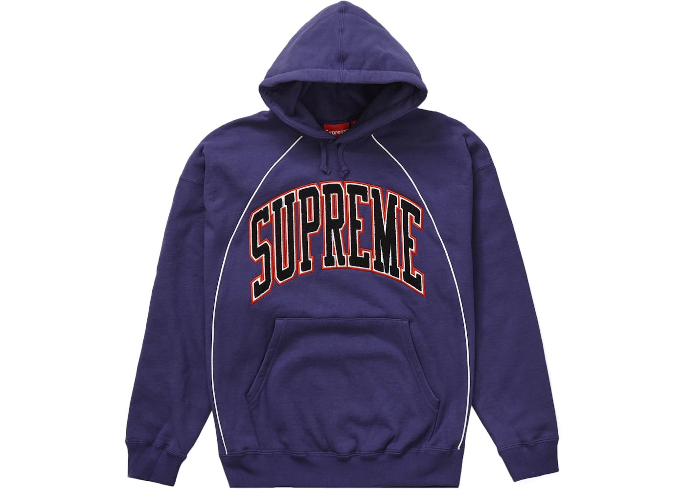 Supreme Boxy Piping Arc Hooded Sweatshirt Washed Navy