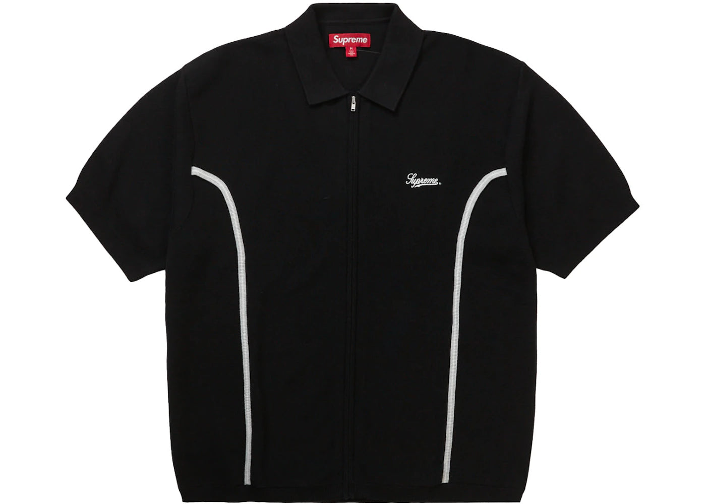 Supreme Piping Zip Up Polo Black