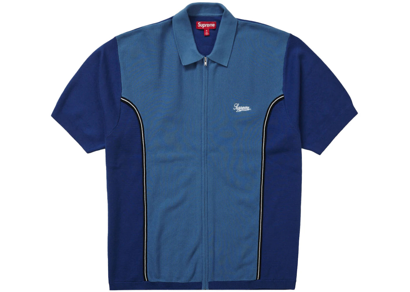 Supreme Piping Zip Up Polo Dark Blue