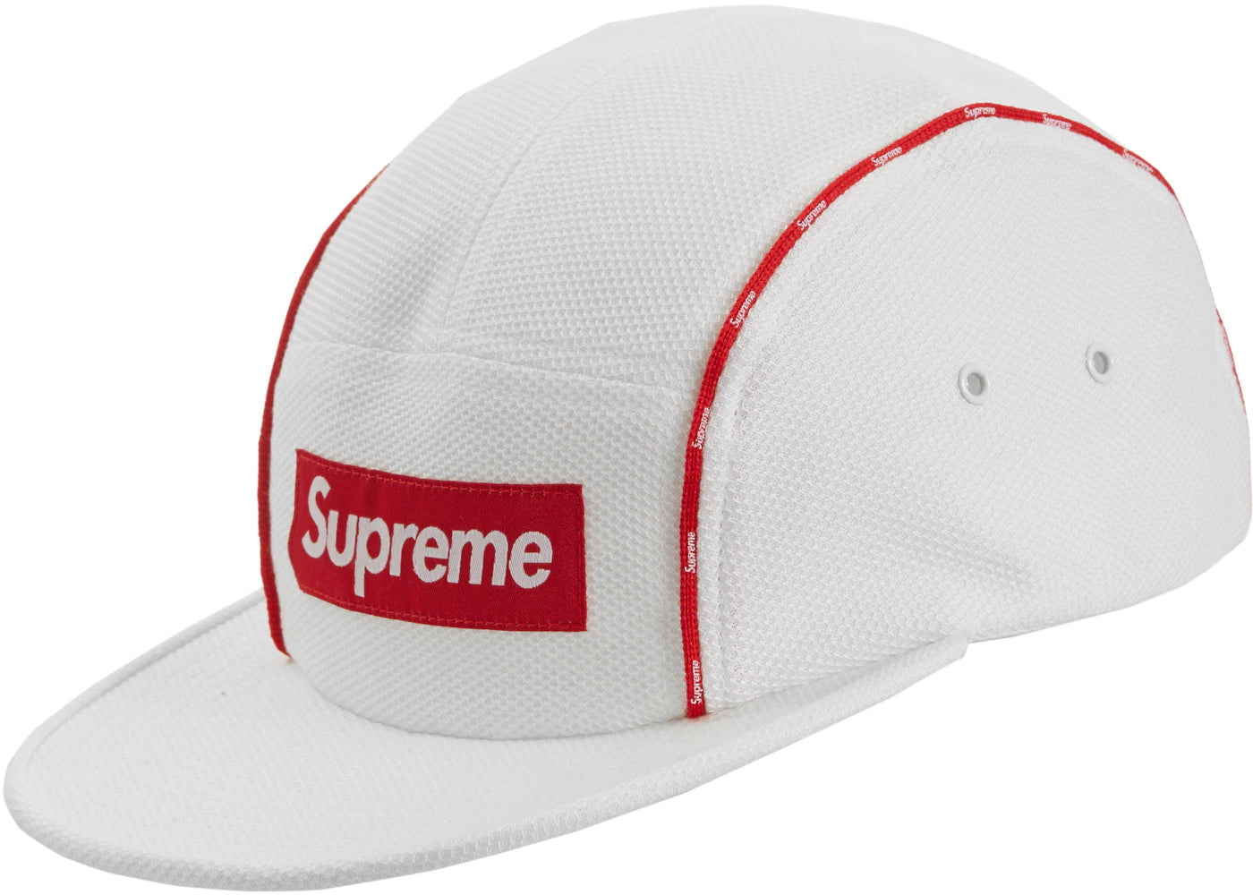 Supreme Pique Piping Camp Cap White