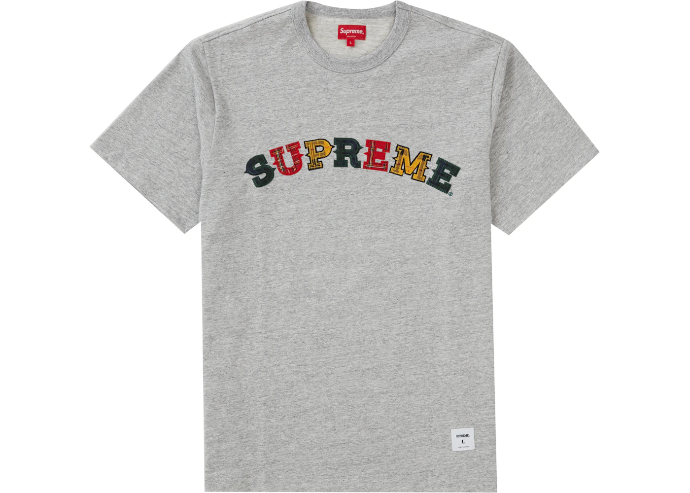Supreme Plaid Applique S/S Top Heather Grey