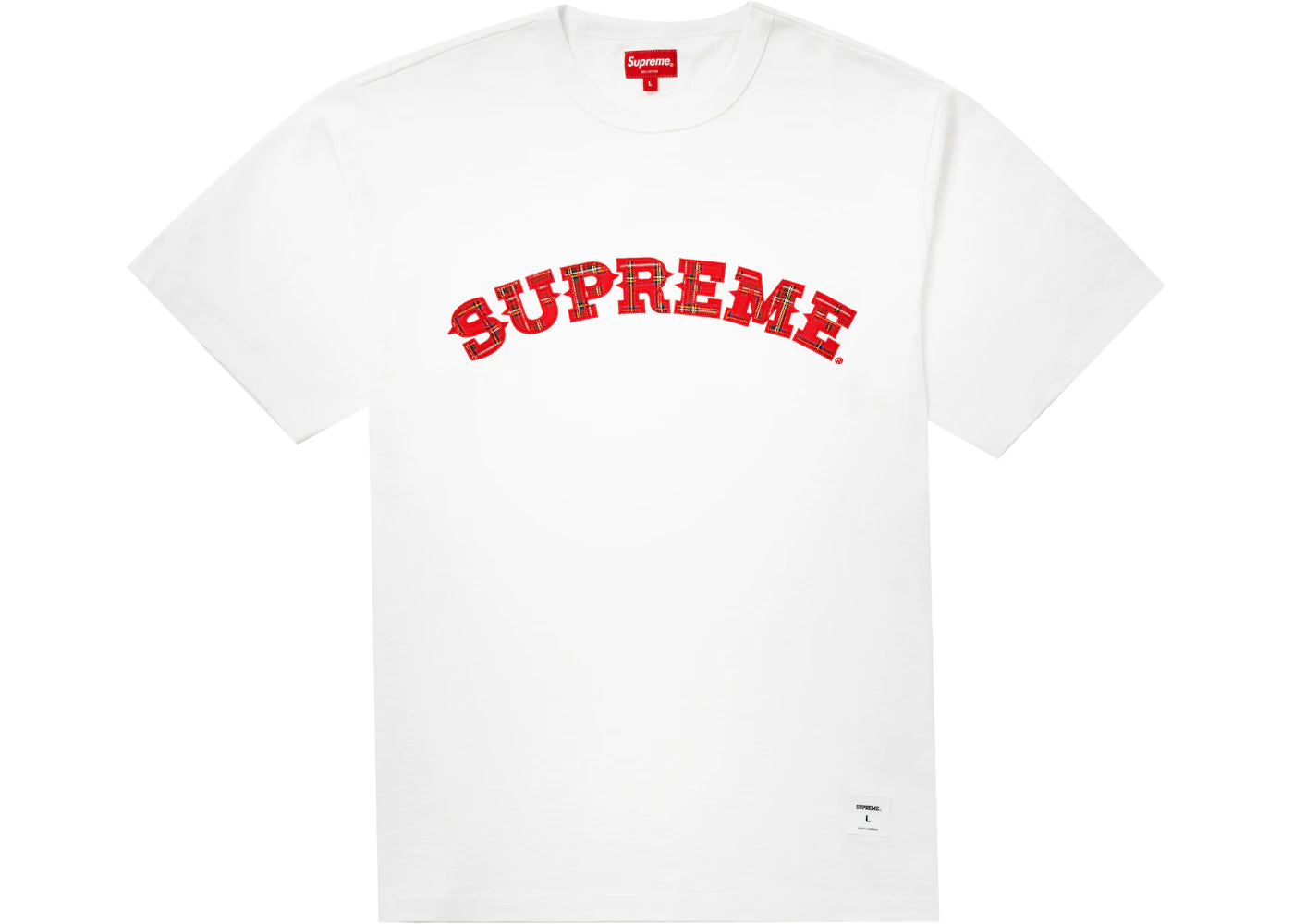 Supreme Plaid Applique S/S Top White